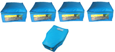 

Afrose High Quality Combo of Non-Woven Plain 4PC Saree Cover 1PC Blouse Cover Capacity 10-15 Units Saree/Blouse Each(Blue)