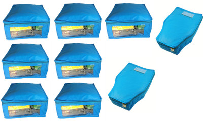 

Afrose High Quality Combo of Non-Woven Plain 7PC Saree Cover 2PC Blouse Cover Capacity 10-15 Units Saree/Blouse Each(Blue)