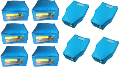 

Afrose High Quality Combo of Non-Woven Plain 6PC Saree Cover 4PC Blouse Cover Capacity 10-15 Units Saree/Blouse Each(Blue)