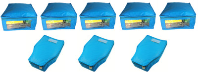 

Afrose High Quality Combo of Non-Woven Plain 5PC Saree Cover 3PC Blouse Cover Capacity 10-15 Units Saree/Blouse Each(Blue)