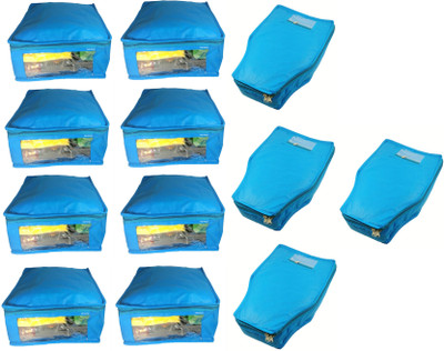 

Afrose High Quality Combo of Non-Woven Plain 8PC Saree Cover 4PC Blouse Cover Capacity 10-15 Units Saree/Blouse Each(Blue)