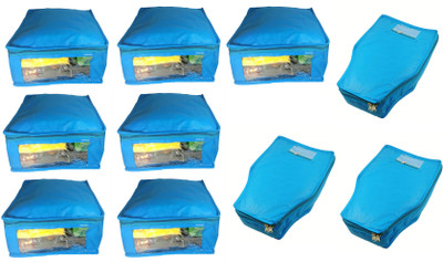 

Afrose High Quality Combo of Non-Woven Plain 7PC Saree Cover 3PC Blouse Cover Capacity 10-15 Units Saree/Blouse Each(Blue)