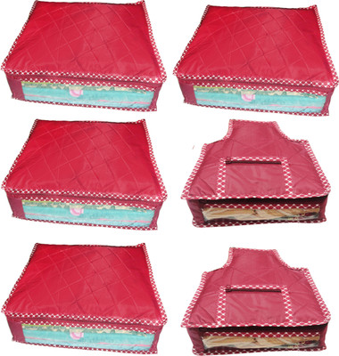 

Afrose High Quality Combo of Parchute Plain 4PC Saree Cover 2PC Blouse Cover Capacity 10-15 Units Saree/Blouse Each(Maroon)