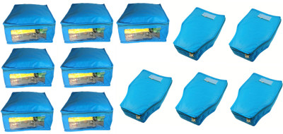 

Afrose High Quality Combo of Non-Woven Plain 7PC Saree Cover 5PC Blouse Cover Capacity 10-15 Units Saree/Blouse Each(Blue)