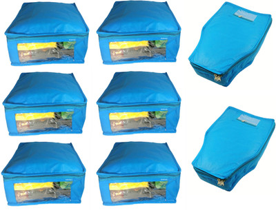 

Afrose High Quality Combo of Non-Woven Plain 6PC Saree Cover 2PC Blouse Cover Capacity 10-15 Units Saree/Blouse Each(Blue)