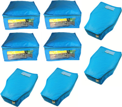 

Afrose High Quality Combo of Non-Woven Plain 4PC Saree Cover 4PC Blouse Cover Capacity 10-15 Units Saree/Blouse Each(Blue)