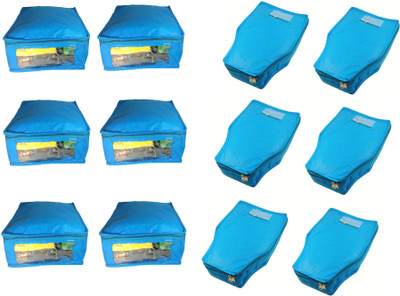 

Afrose High Quality Combo of Non-Woven Plain 6PC Saree Cover 6PC Blouse Cover Capacity 10-15 Units Saree/Blouse Each(Blue)