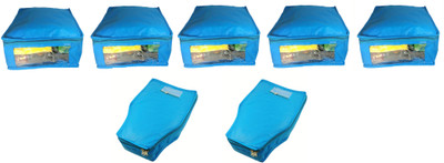 

Afrose High Quality Combo of Non-Woven Plain 5PC Saree Cover 2PC Blouse Cover Capacity 10-15 Units Saree/Blouse Each(Blue)