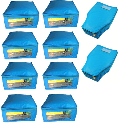 

Afrose High Quality Combo of Non-Woven Plain 8PC Saree Cover 2PC Blouse Cover Capacity 10-15 Units Saree/Blouse Each(Blue)