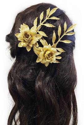 

Majik Flower Hair Clips For Women And Girls (Set Of 2) Hair Clip(Gold)