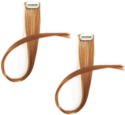 

Majik Streaks Extensions | Synthetic Extensions For Women And Girls |Clip In Extensions For Women | Coloured Highlighter - 2 Pcs (Light Brown) Hair Extension