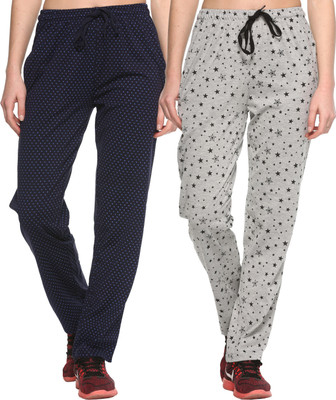 69GAL Printed Women Blue, Grey Track Pants