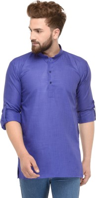 BEN MARTIN Men Solid Straight Kurta(Purple)