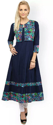 AnjuShree Choice Women Printed Anarkali Kurta(Blue)