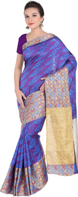 The Fashion Outlets Woven Kanjivaram Polycotton, Art Silk Saree(Purple) Flipkart
