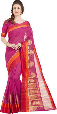 Kvsfab Woven Fashion Cotton Silk Saree(Multicolor, Pink)