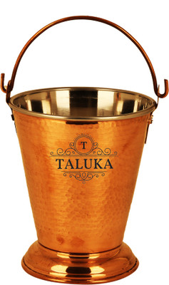 

Taluka ( 5" x 6" inches ) Pure Copper Handmade Steel Copper Serving Bucket Pot 1 L(Copper, Stainless Steel), Multicolor