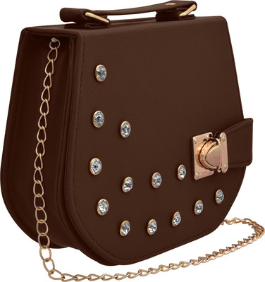 

TAP FASHION Women Evening/Party Brown PU Sling Bag