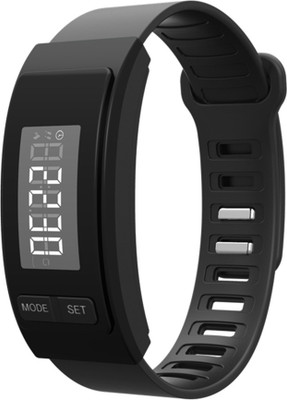 

RHONNIUM ® H4 Durable Digital LCD Pedometer Run Step Walking Distance Calorie Counter Watch Bracelet Carbon Black Smartwatch(Black Strap Free Size)