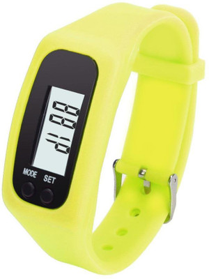 

RHONNIUM ® Step Pedometer Wristwatch Bracelet Calorie Digital LCD Clock Cyber yellow Smartwatch(Yellow Strap Free Size)