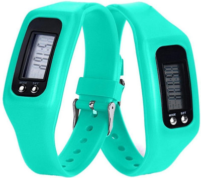 

RHONNIUM ™ Ecosin® Digital LCD Pedometer Run Step Walking Distance Calorie Counter Watch Bracelet Jogging Cerulean Smartwatch(Blue Strap Free Size)