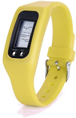 

RHONNIUM ™ GW Pedometer, Digital LCD Pedometer Run Step Walking Distance Calorie Counter Watch Bracelet Lemon chiffon Smartwatch(Yellow Strap Free Size)