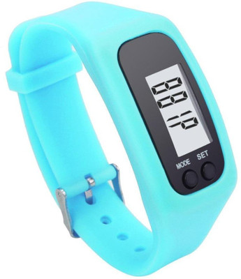 

RHONNIUM ® Wristwatch Calorie Counter Digital Watch LCD Pedometer Run Step Bracelet Walking Distance Sky Blue Smartwatch(Blue Strap Free Size)