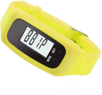

RHONNIUM ™ Napoo Unsex Digital LCD Pedometer Run Step Walking Distance Counter Silica Gel Watch Bracelet(Yellow Strap, Size : Free Size)