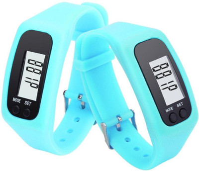 

RHONNIUM ™ Digital LCD Pedometer Run Step Walking Distance Calorie Counter Watch Bracelet(Blue Strap, Size : Free Size)