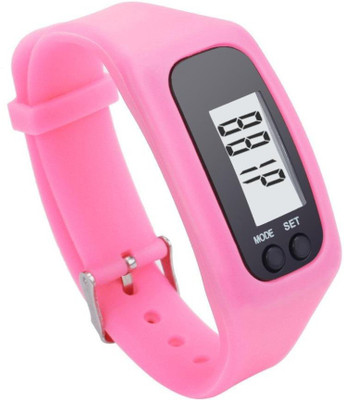 

RHONNIUM ™ Shinericed Run Step Watch Bracelet Pedometer Calorie Counter Digital LCD Walking Distance Fitness Tracker Watch Light pink Smartwatch(Pink Strap Free Size)