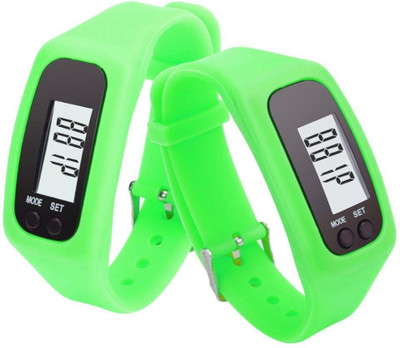 

RHONNIUM ™ LCD Pedometer Run Step Walking Distance Watch Bracelet Asparagus Smartwatch(Green Strap Free Size)