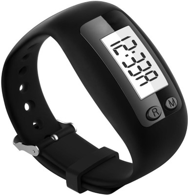 

RHONNIUM ® LCD Pedometer Step Distance Calorie Counter Bracelet(Black Strap Free Size)