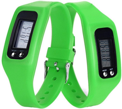 

RHONNIUM ™ Ecosin® Digital LCD Pedometer Run Step Walking Distance Calorie Counter Watch Bracelet Jogging(Green Strap, Size : Free Size)
