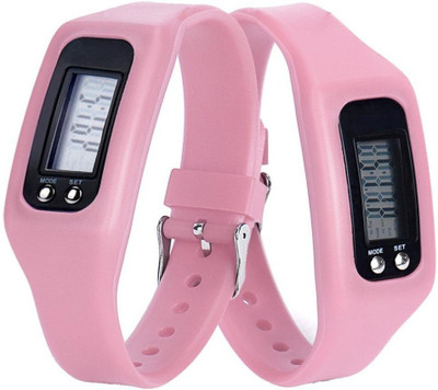

RHONNIUM ® Ecosin® Digital LCD Pedometer Run Step Walking Distance Calorie Counter Watch Bracelet Jogging(Pink Strap, Size : Free Size)