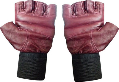 

DreamPalace India Leather Palm Support Weight Lifting Wrist Support Gym & Fitness Gloves (, Maroon