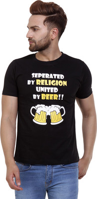 

Garbattic Printed Men' Round Neck Black T-Shirt