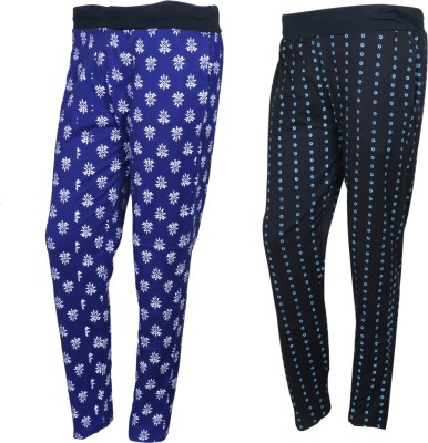 Indistar Printed Women Blue, Black Track Pants