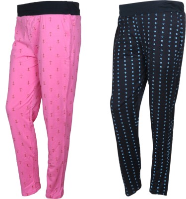 IndiWeaves Printed Women Pink, Black Track Pants