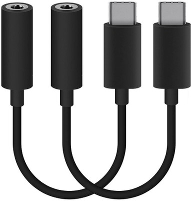 

BB4 SET OF 2 Type C to 3.5mm Female AUDIO Jack Earphone USB Adapter(Black)