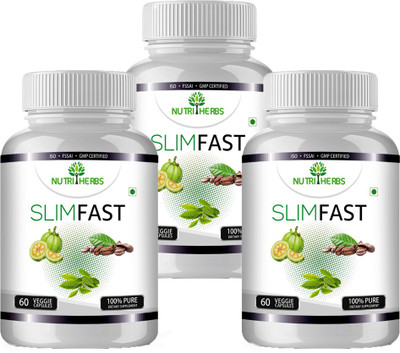 Nutriherbs Slim Fast - Garcinia Cambogia, Green Coffee Beans & Green Tea Combo - 60 Capsules (Pack of 3)(800 mg) Nutriherbs Slim Fast - Garcinia Cambogia, Green Coffee Beans & Green Tea Combo - 60 Capsules (Pack of 3)(800 mg)