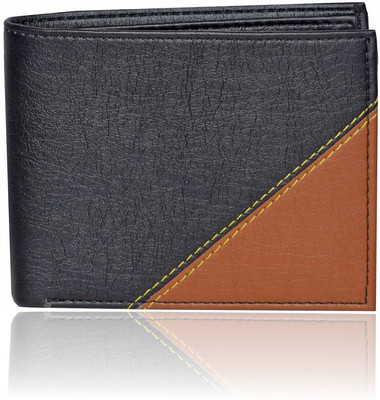

Shockyfi Men Black Artificial Leather Wallet(5 Card Slots), Black-tan