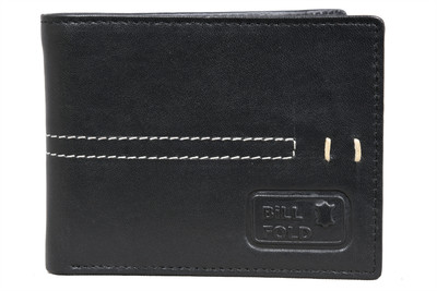 

Bill Fold Artistic Leather Men Black Genuine Leather Wallet(6 Card Slots)