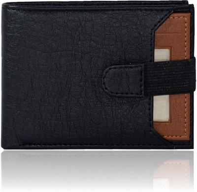 

Death By Color Men Formal Black Artificial Leather Wallet(7 Card Slots), Black-tan