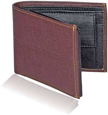 

Death By Color Men Brown Artificial Leather Wallet(10 Card Slots), Brown-black