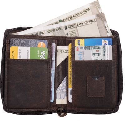 

skkfashion Men Brown Genuine Leather Wallet(8 Card Slots)