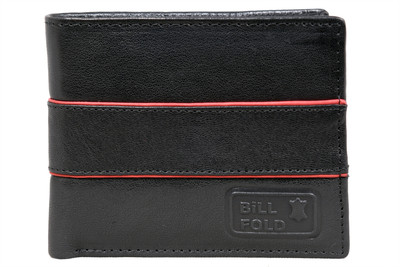 

Bill Fold Artistic Leather Men Black Genuine Leather Wallet(4 Card Slots)
