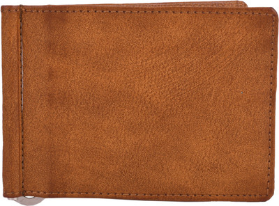 

Pocket bazar Men Tan Genuine Leather Money Clip(6 Card Slots)