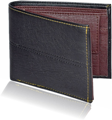 

Death By Color Men Black Artificial Leather Wallet(10 Card Slots), Black-brown