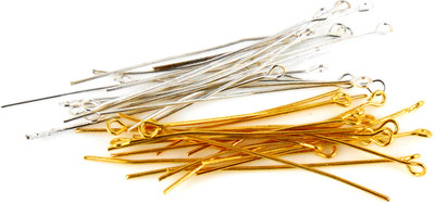 

JAZ Jaz's Eye Pins Combo 200 pcs Gold Plated 100 Pcs + Silver Plated 100 Pcs for Jewellery making/findings Size 50mmx0.8mm