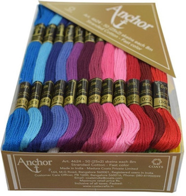 

Anchor Stranded Cotton Assorted Skeins Fast color (50 Skiens, 2 shades each of 25 shades -8m)